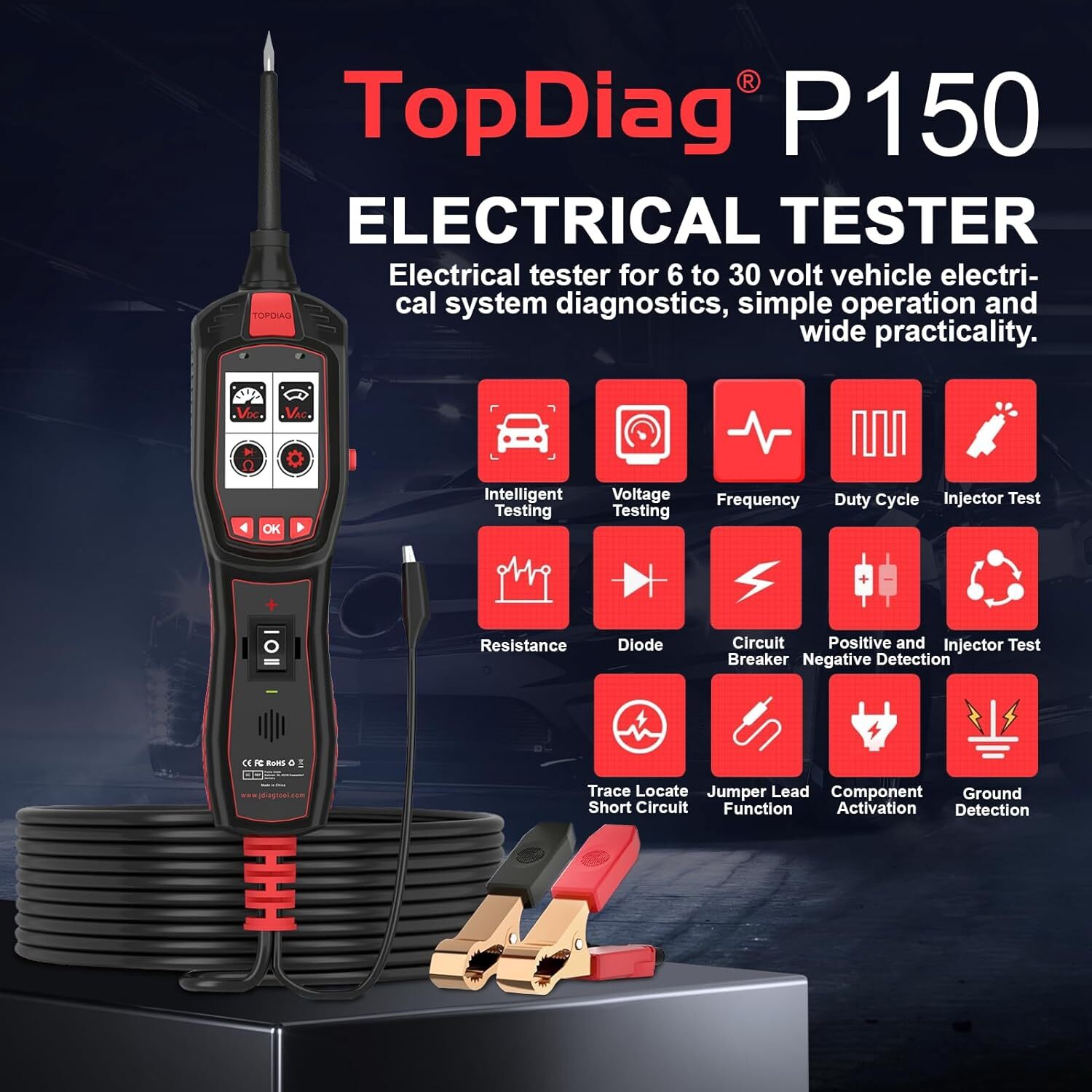 Topdiag P150 Automative Car Circuit Tester Power Probe Voltage Fuel Inject Test