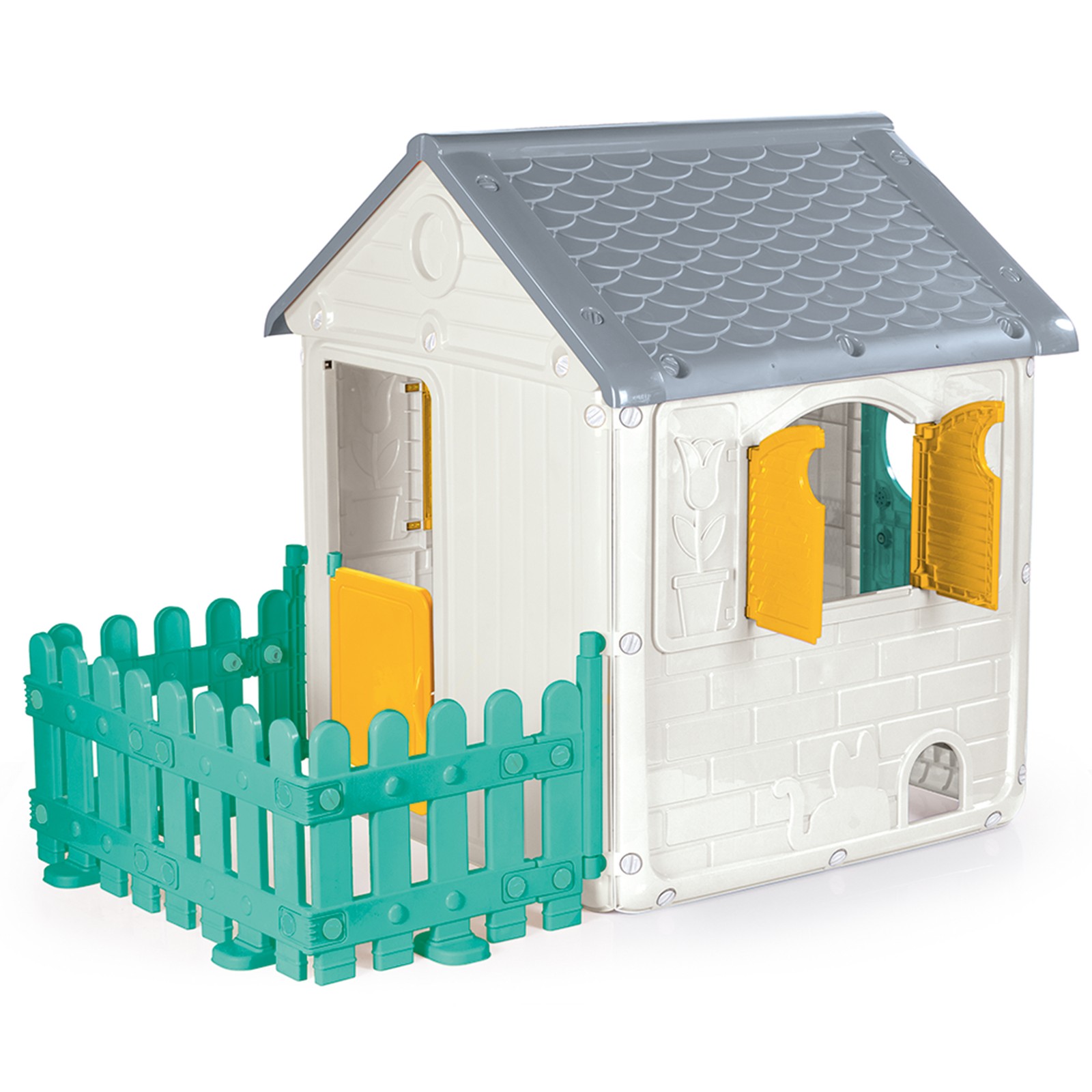 DOLU My First Playhouse with Fence, Durable, Easy-to-Assemble Toddler Playhouse