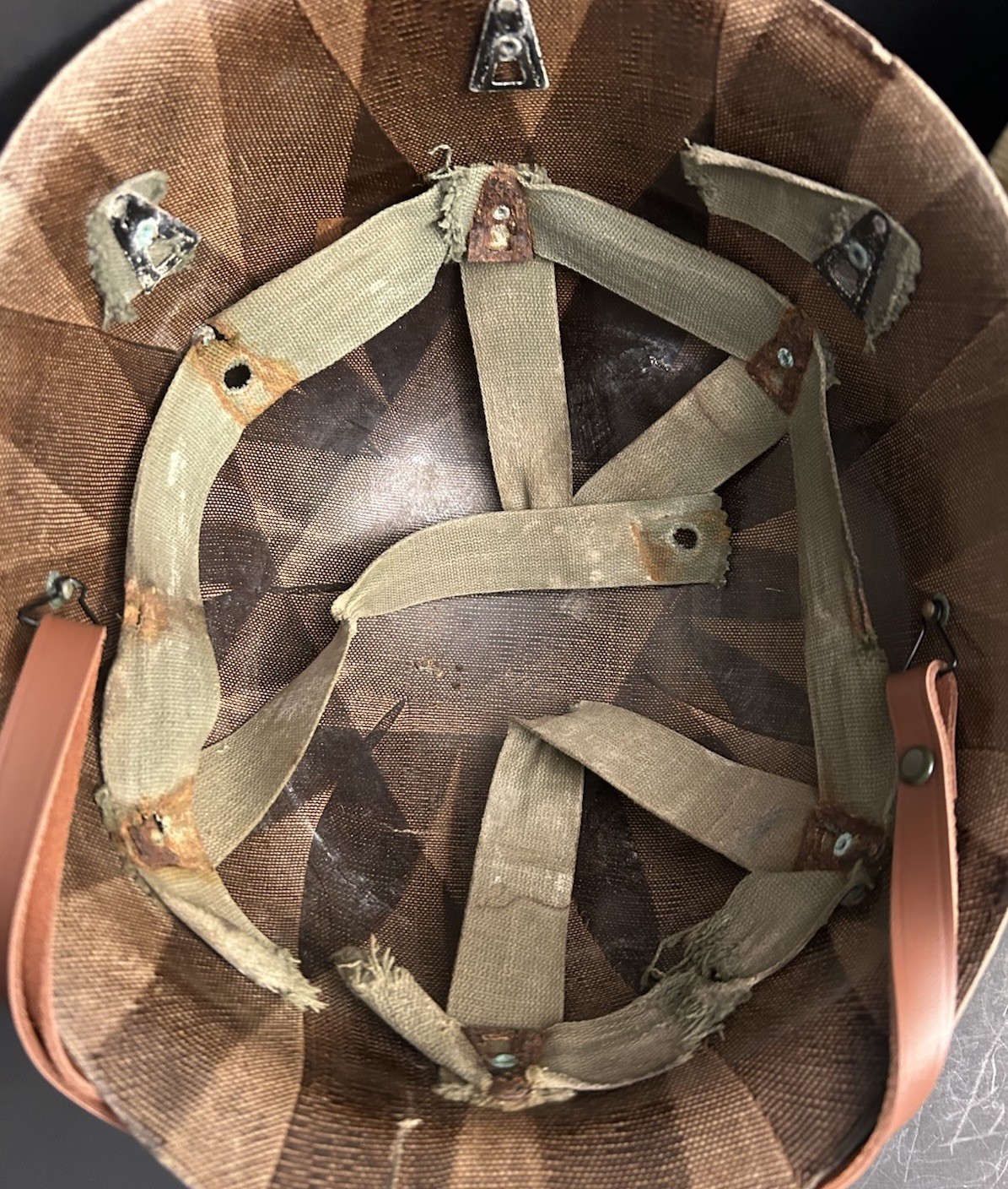 ORIGINAL PAINT 1944 WWII McCord M1 Steel Helmet w/Liner Rear Seam Swivel Bale