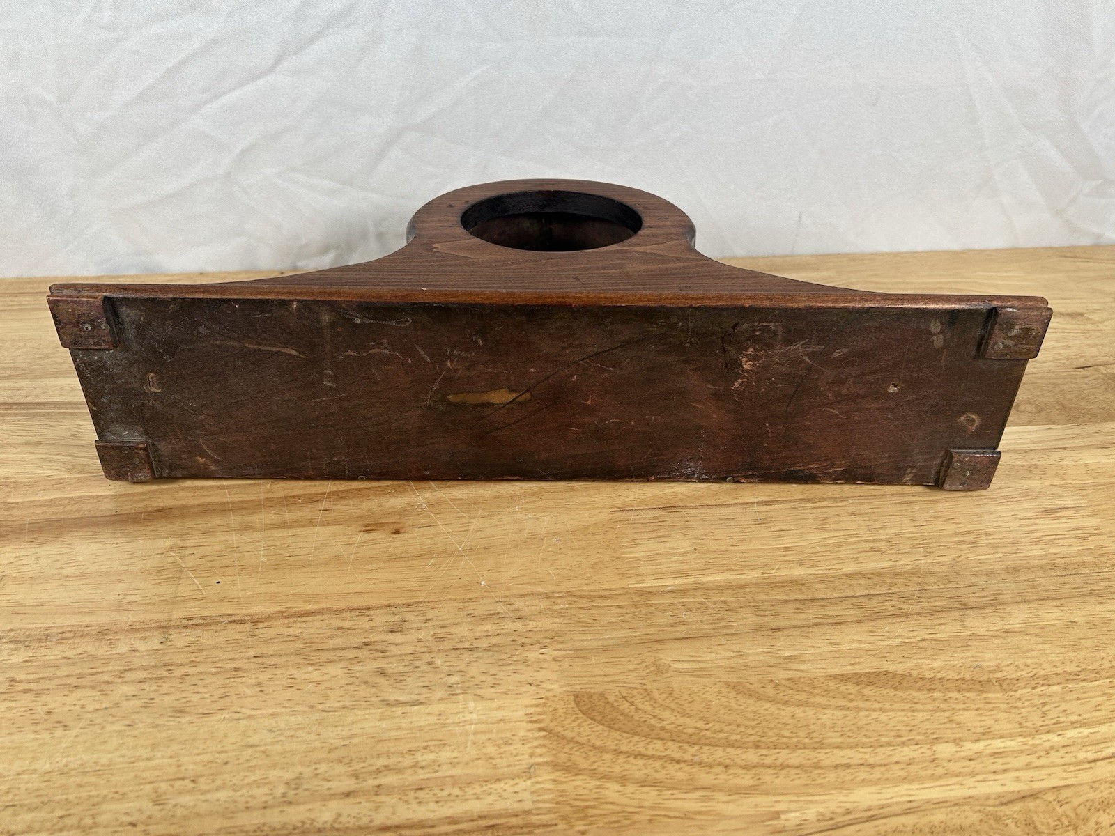 Walnut Humpback Mantle Clock Case Empty 4.5” Hole Solid VTG Antique Parts