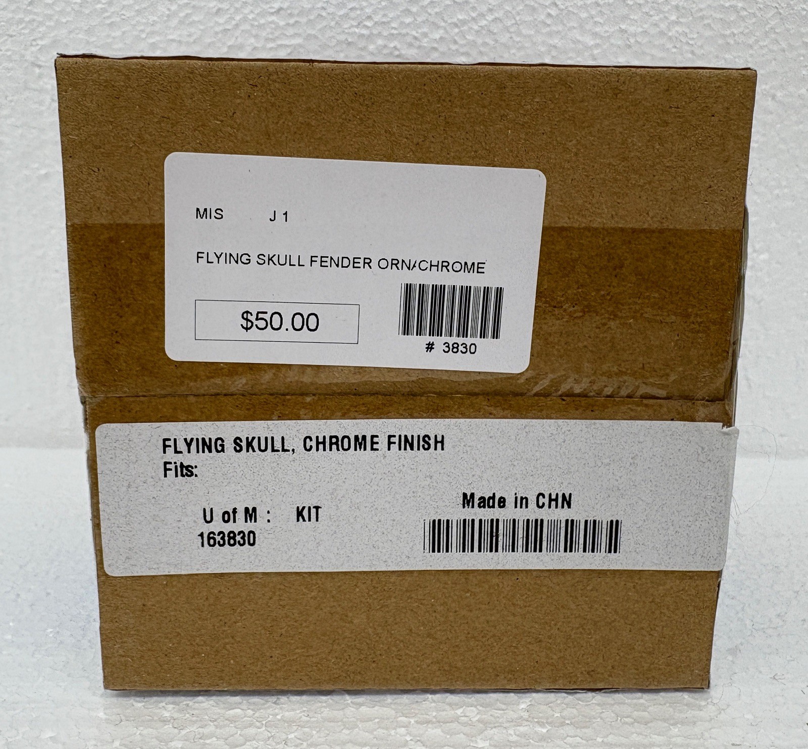 NEW NOS Vtg Flying Skull Chrome Motorcycle Bike Fender Ornament w/ Red LED Eyes