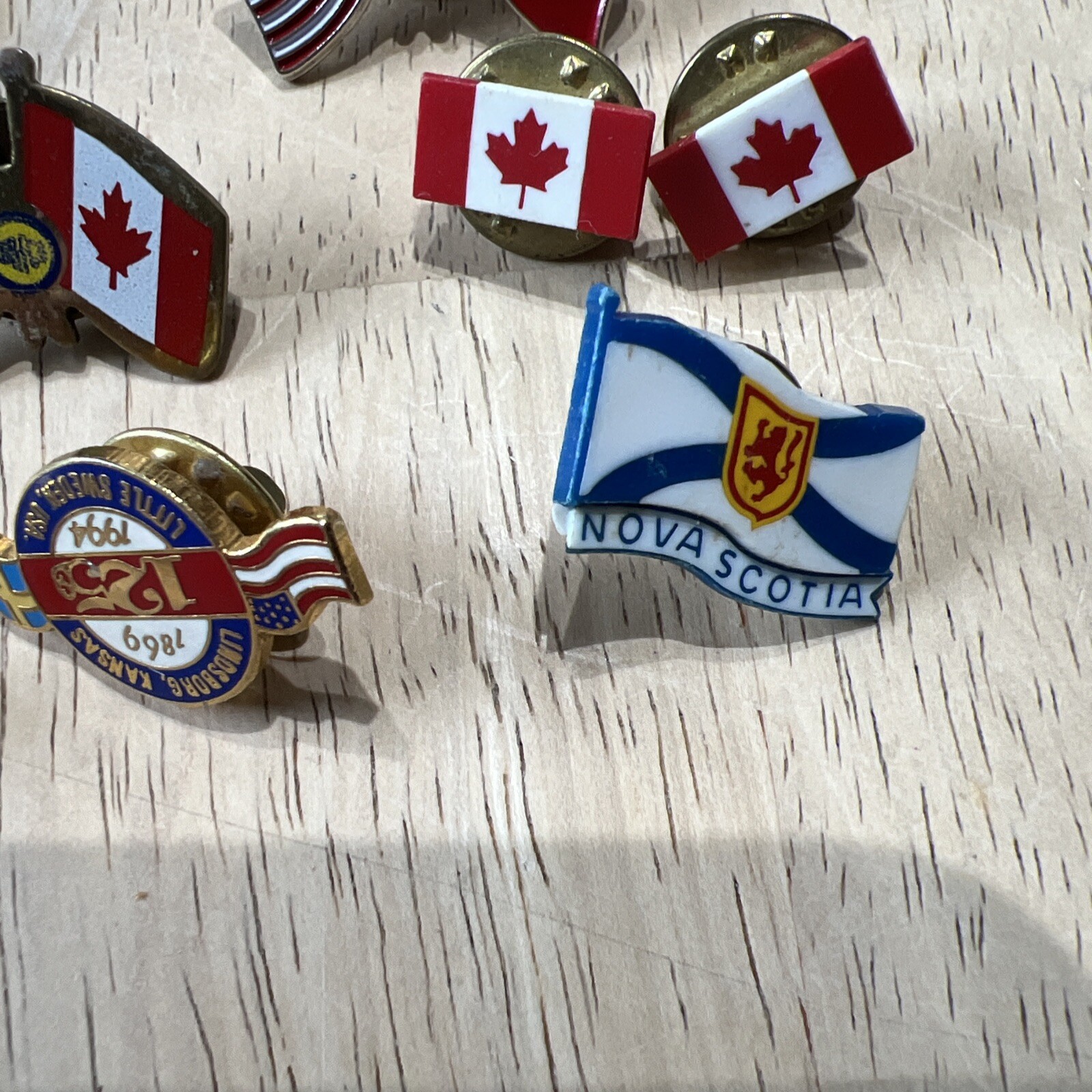 Lot Of 10 Vintage Country Flag Pinbacks