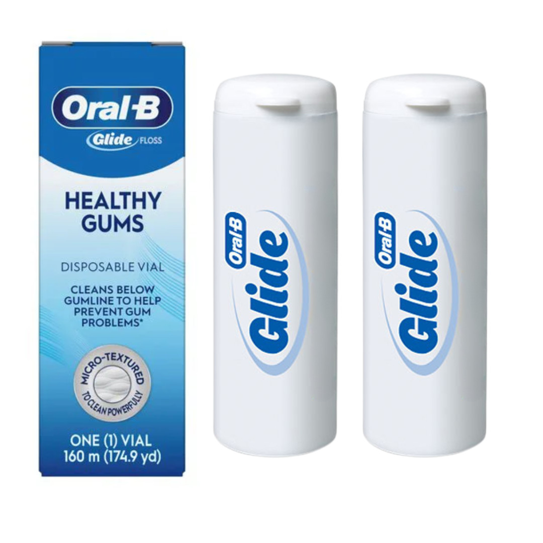 2-Pack NEW VERSION! Oral-B Glide Healthy Gums Unflavored Floss Refills,  160m