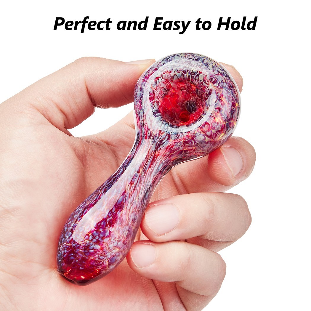 4" Lava Style Tobacco Smoking Glass Pipe Collectible Handmade Pipes with Box