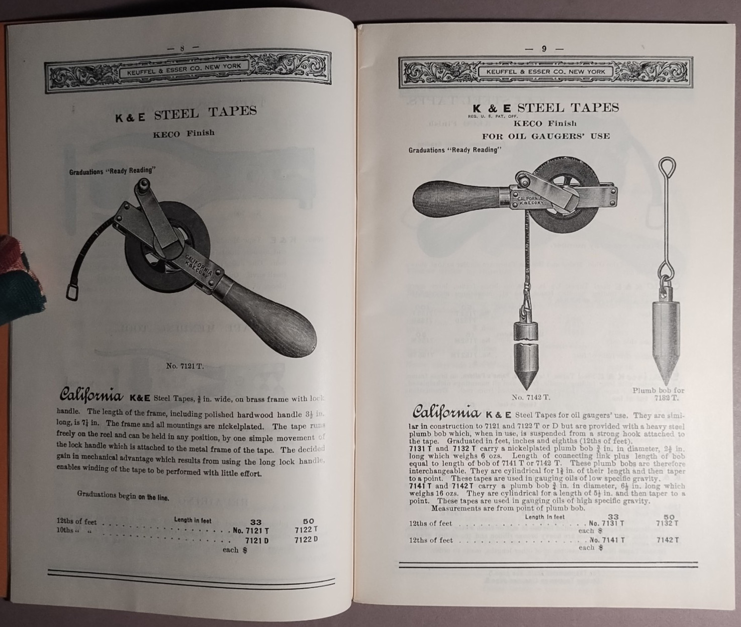 1926 Keuffel & Esser K&E Measuring Tape Folding Rule Catalog + Ink Blotter B6-26