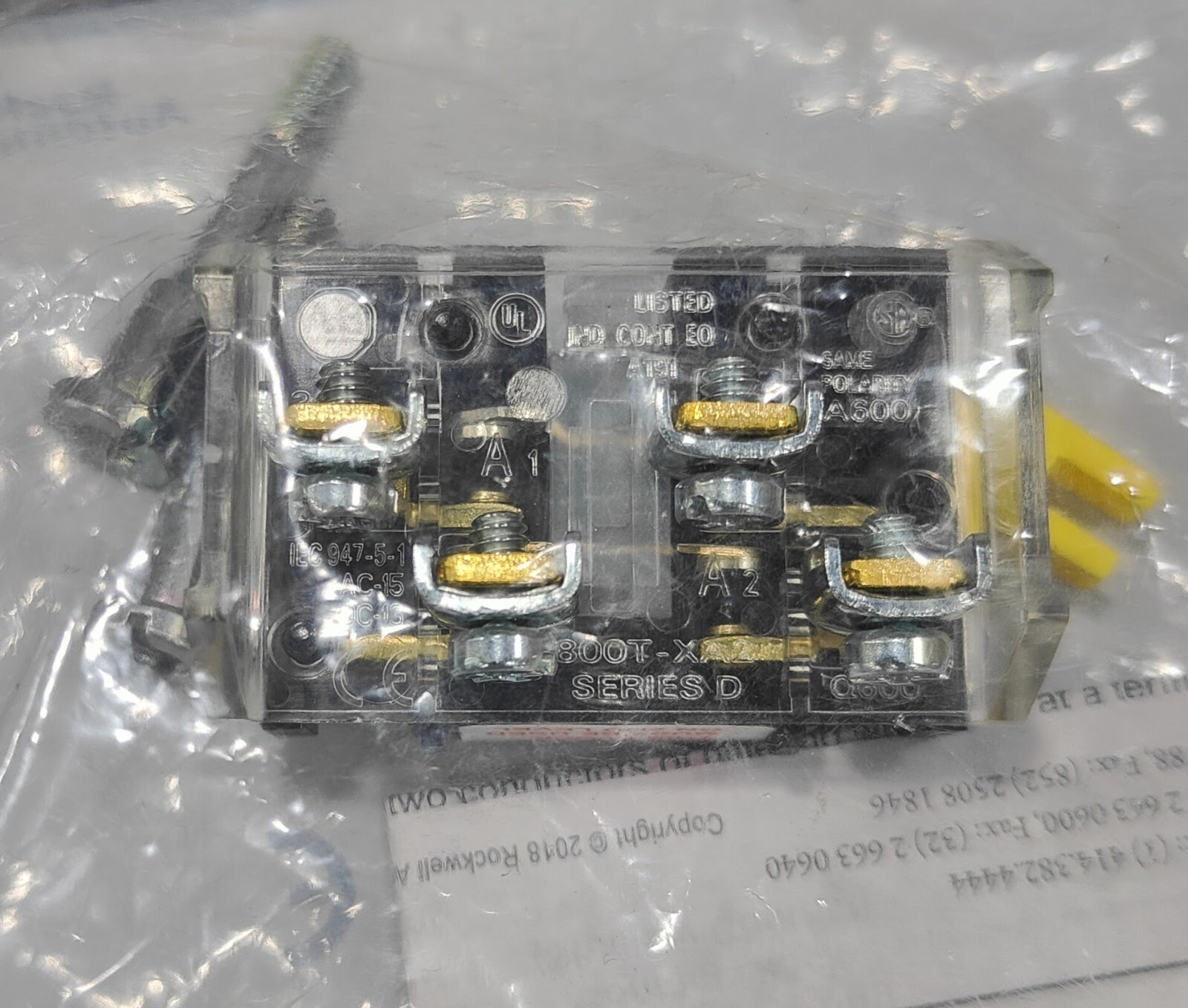 NEW ALLEN BRADLEY 800T-XA2 CONTACT SHALLOW BLOCK 2 NO CONTACTS FREE SHIPPING