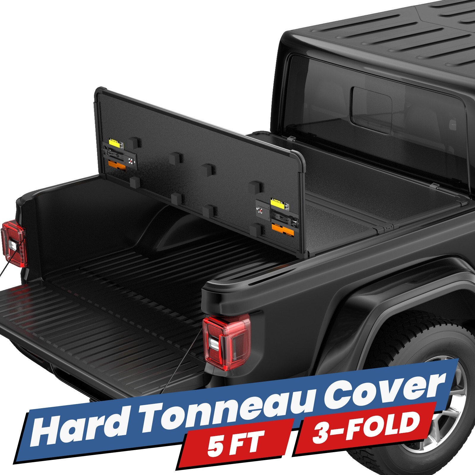 5FT 3-Fold Hard Truck Bed Tonneau Cover For 2020-2026 Jeep Gladiator Waterproof