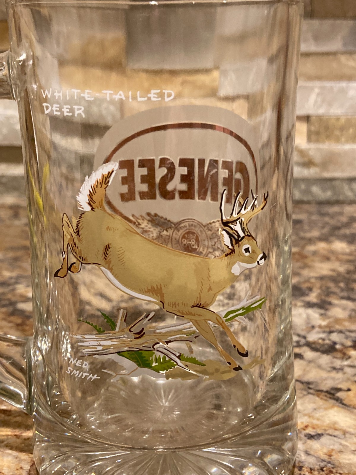 Genesee Glass Beer Mug "White-Tailed Deer" ~ Whitetail Deer / Buck
