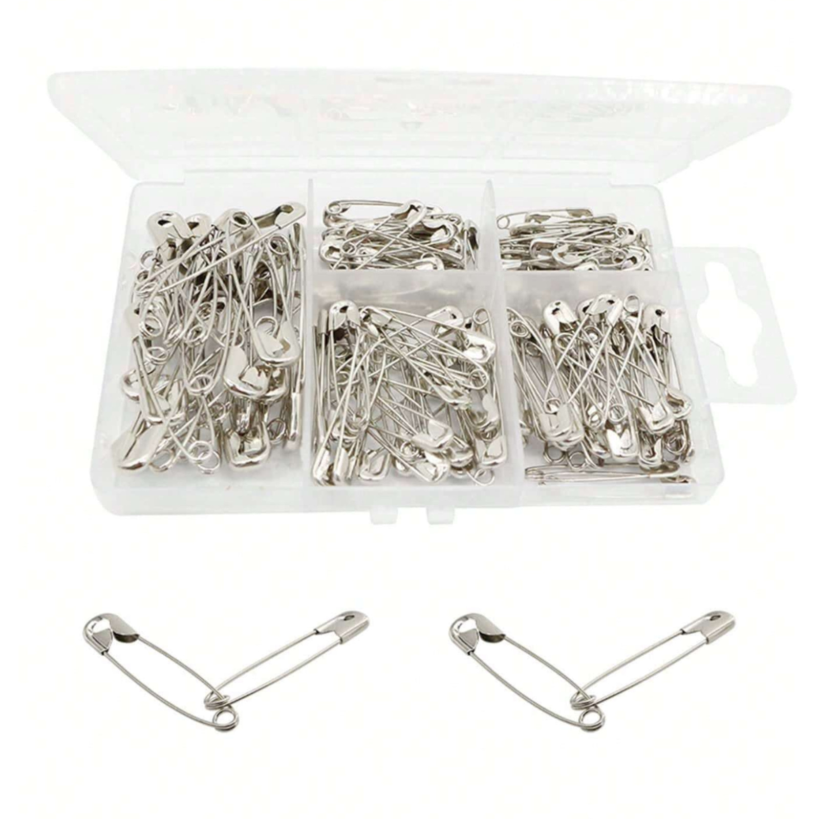 Safety Pins 150pc Assorted Sizes Silver Pins Bulk - Small & Large Heavy Duty Pin