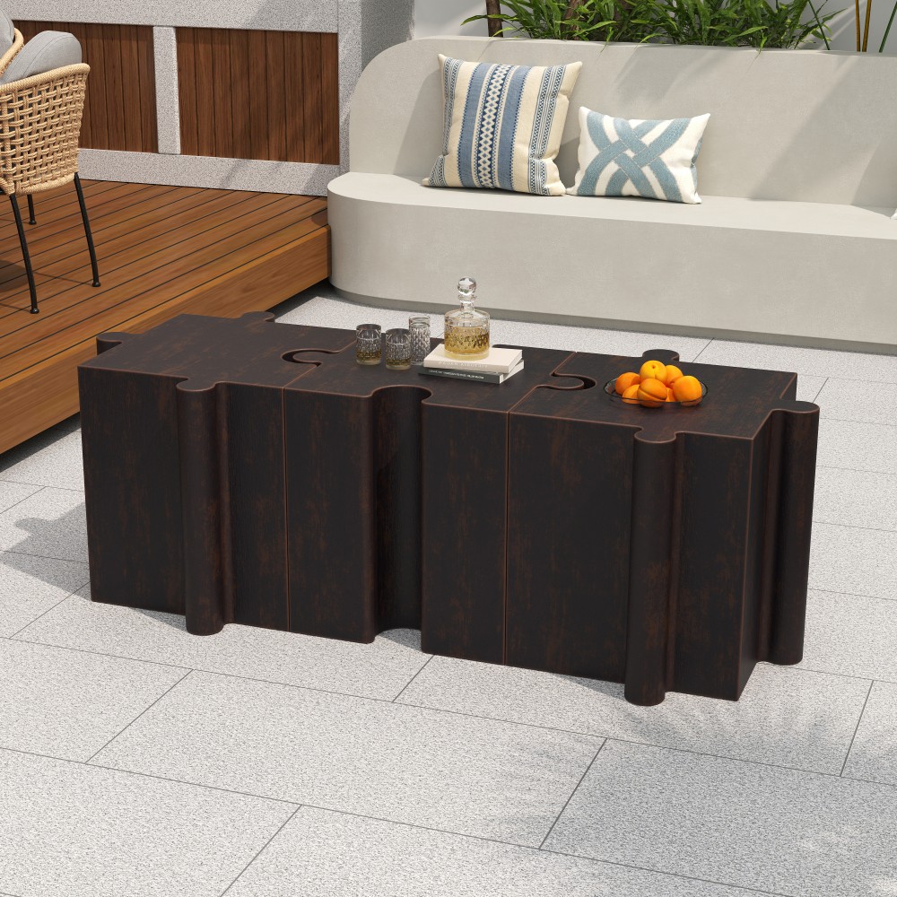 Modular Puzzle Art Side Table, MGO Concave Edge for Indoor & Outdoor, Copper