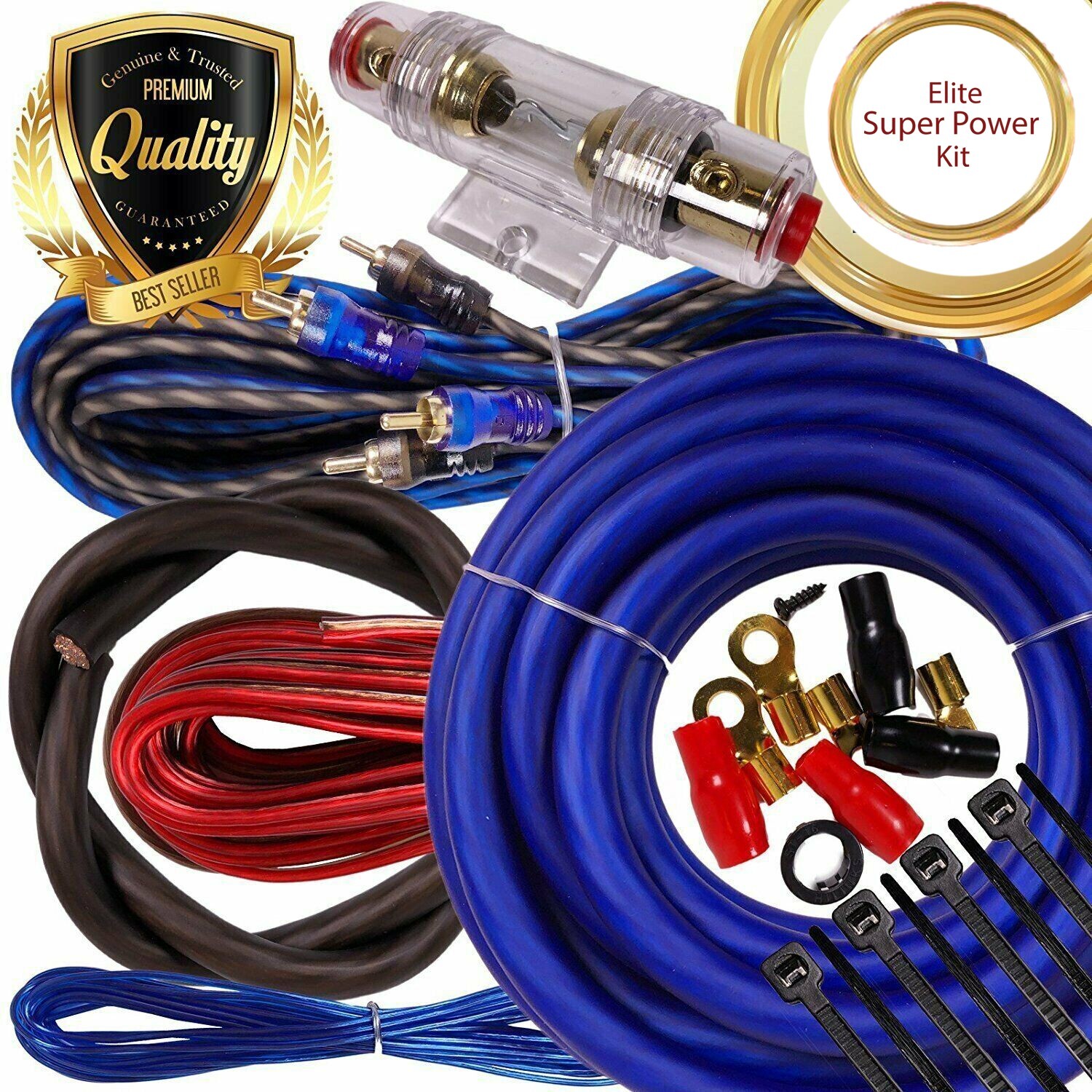 WAR ZONE Up To 5000 WATTS  4 Gauge Car Amplifier OFC Copper Wiring Kit Amp 4Ga