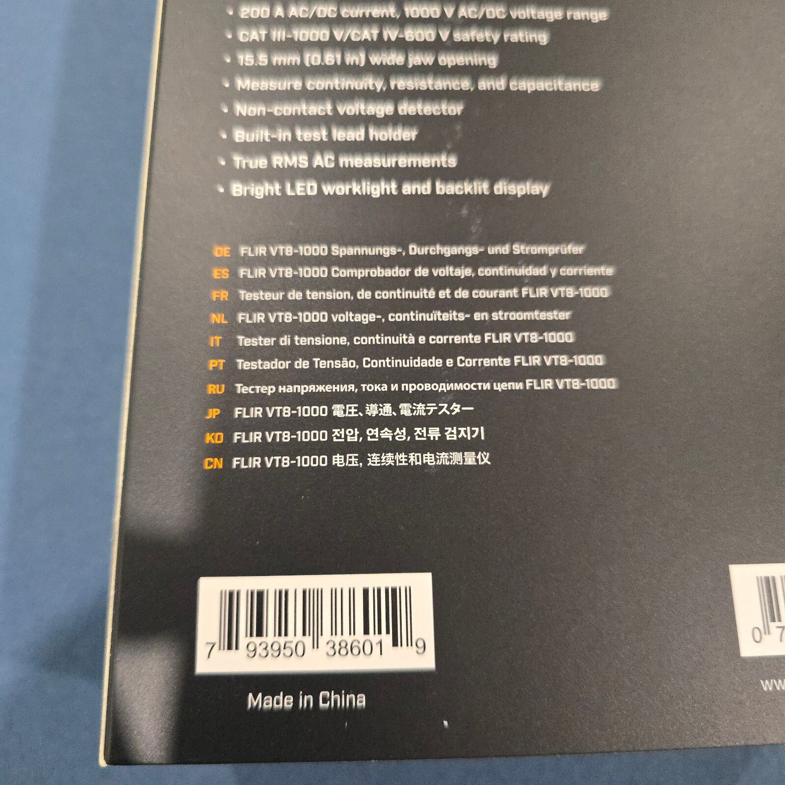 FLIR VT8-1000 - Voltage, Continuity and Current Tester - 1000V/200A w Open Jaw