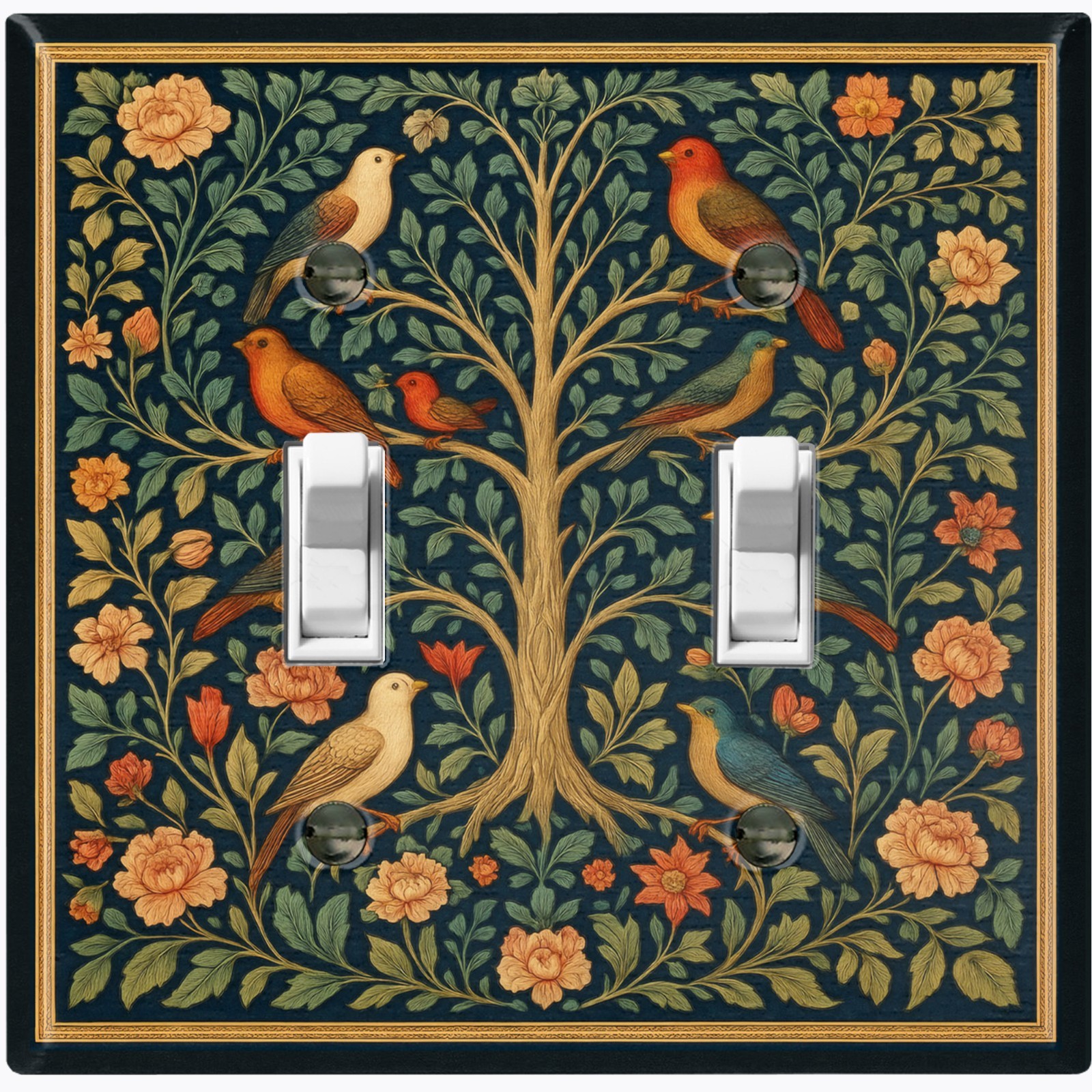 Metal Light Switch Outlet Cover Wall Plate Birds on Tree Floral Decor AML229