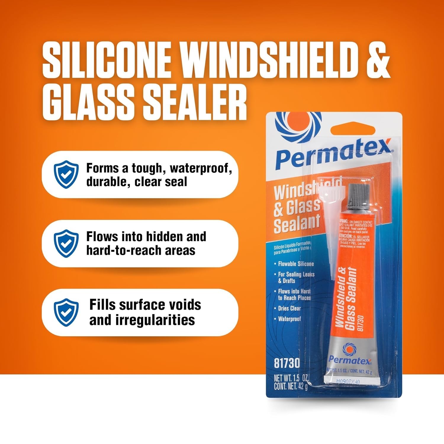 Permatex 81730 Flowable Silicone Windshield and Glass Sealer, 1.5 oz.