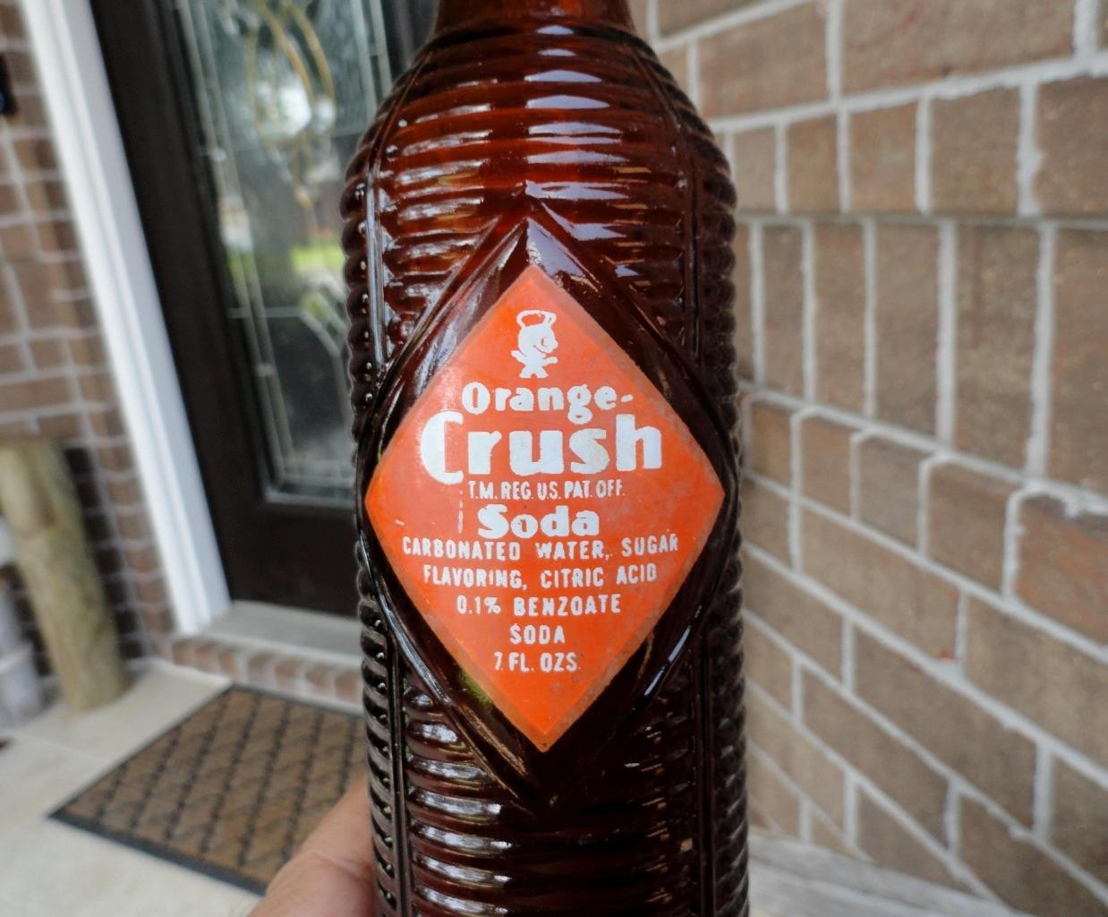 early Orange Crush BEEHIVE Ribbed AMBER Soda Bottle BIRMINGHAM, ALABAMA ALA