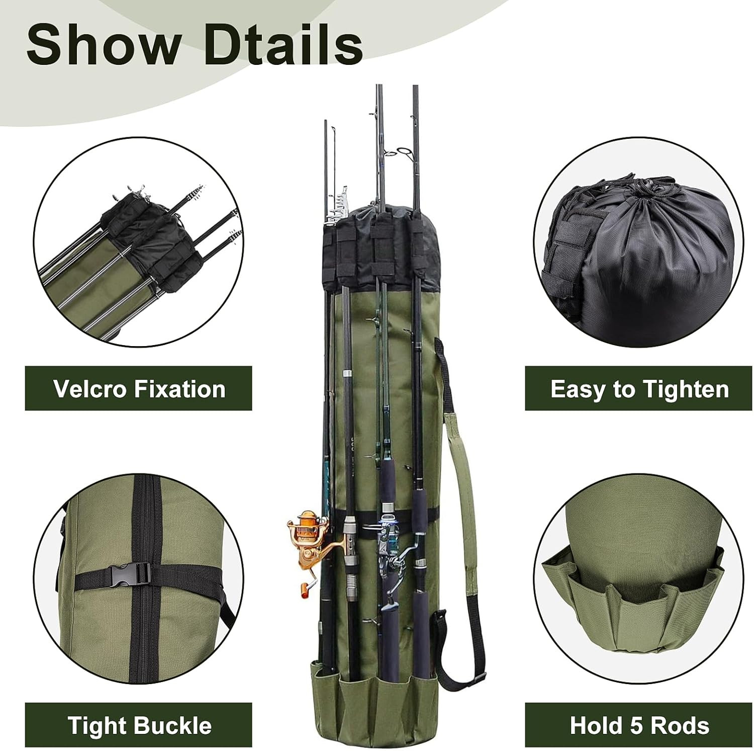 Fishing Rod Bag Fishing Rod Case Portable Foldable Fishing Pole Bag Large Capaci