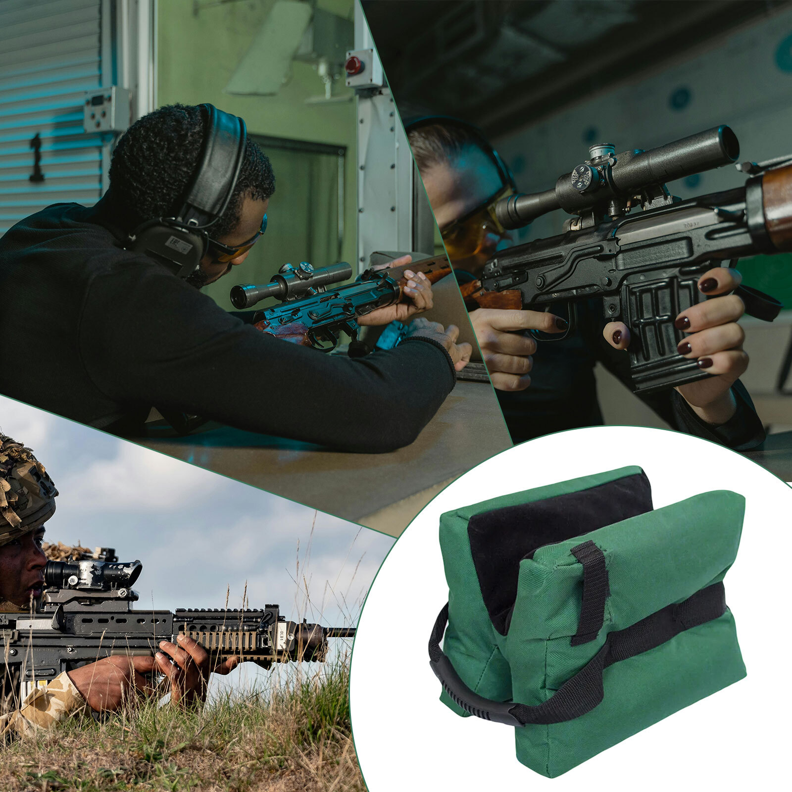 Tactical Shooting Gun Rest Bench Front&Rear Stand Bag Hunting Combo Set Unfilled