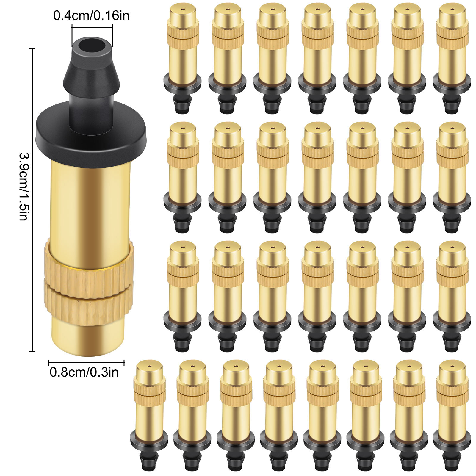 30PCS Adjustable Brass Misting Nozzles Spray Sprinkler Set for Garden Irrigation