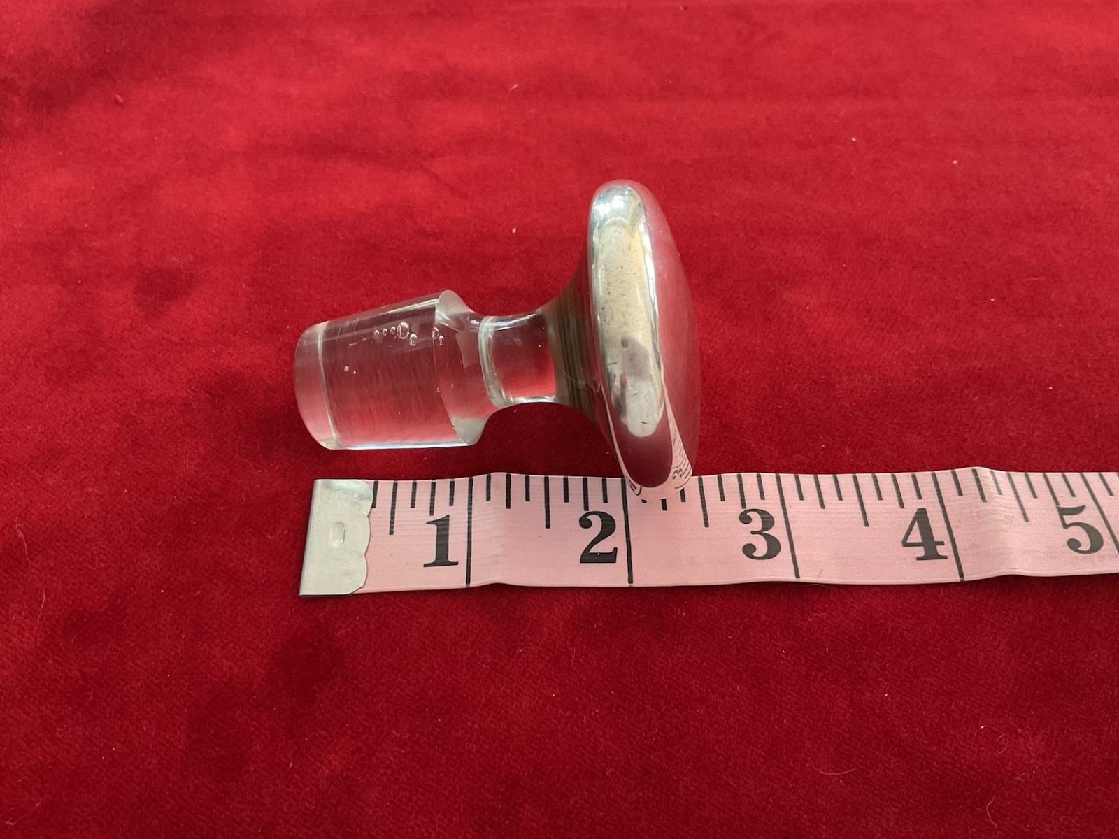 VTG BRITISH HALLMARKED STERLING TOPPED BOTTLE TOP DECANTER STOPPER CRYSTAL GLASS