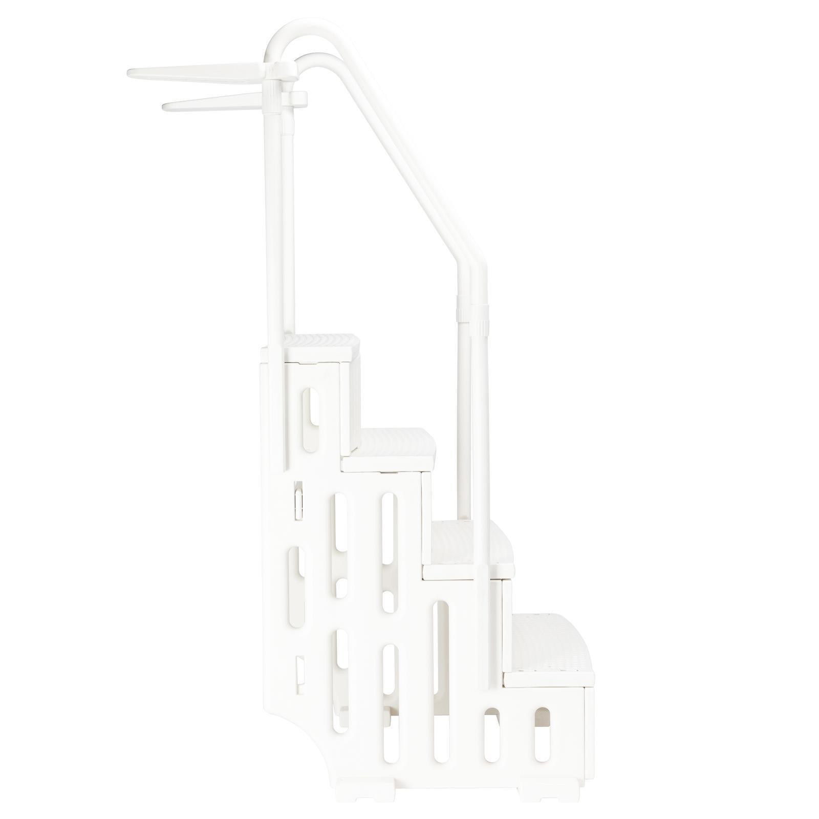 4 Step Swimming Pool Ladder Above Ground Stair Entry System with Handrails White