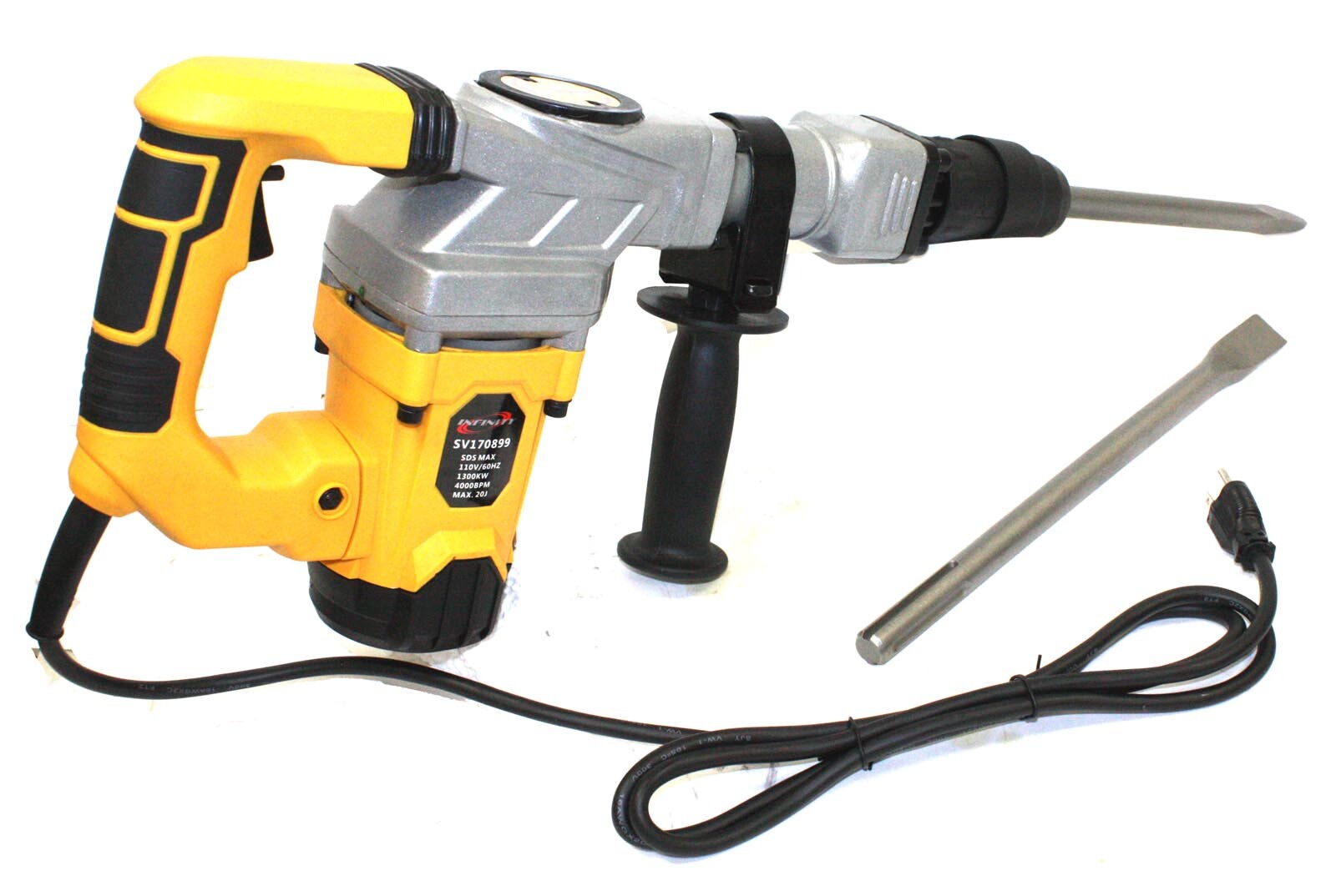 1300W SDS MAX ELECTRIC DEMOLITION HAMMER 4000 BPM 12A W/SDS-MAX SHOVEL & CHISELS