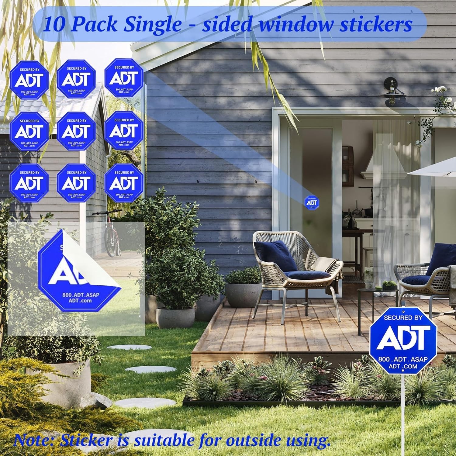28ADT Security Signs for Yard with Stake & 10 Pcs ADT Window Stickers, 100% Alum