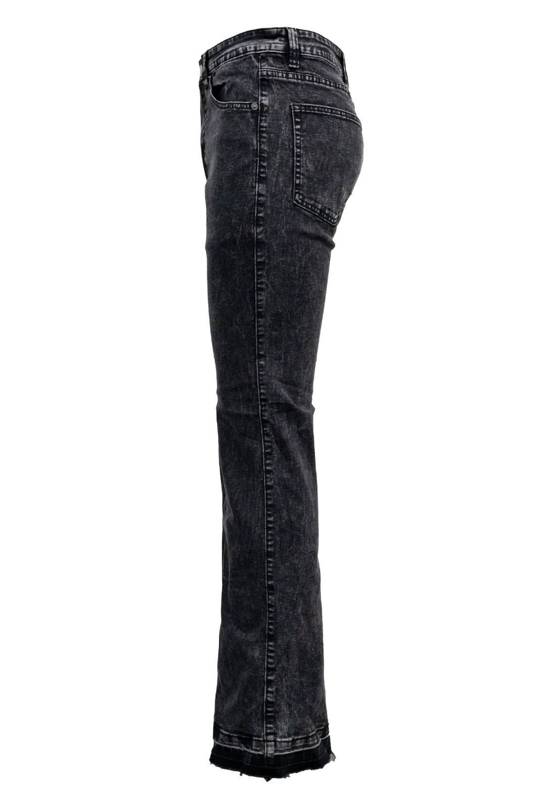 Victorious Men's Casual Ash Black Flared Raw Edge Comfortable Denim Jeans DL1571