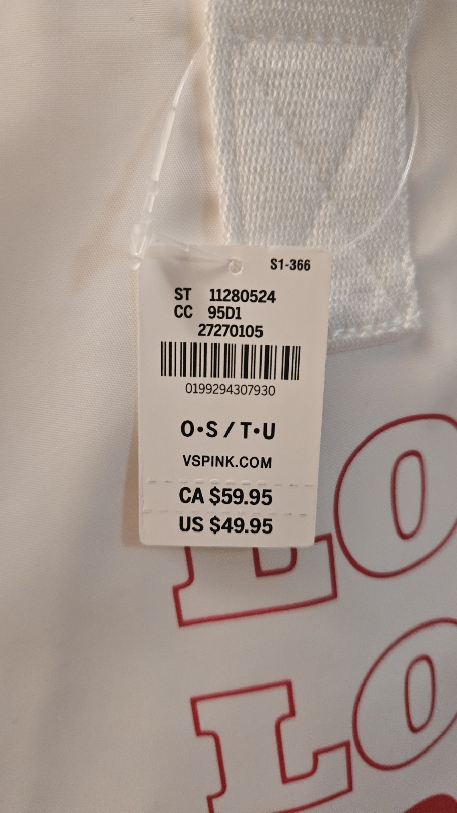 Victoria’s Secret PINK Love Pink Tote Bag & Towel Set White Red Logo Set