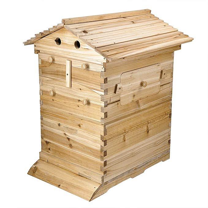 Auto Bee Hives Beekeeping Box Comb Honey House +7 Beekeeping Frames + Hive Stand