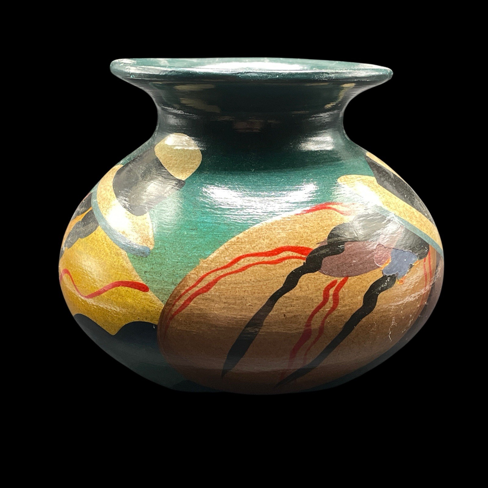 Hand Painted Folk Art Small Pottery Vase Peru Pahuart S.R.L. Signed Morit READ