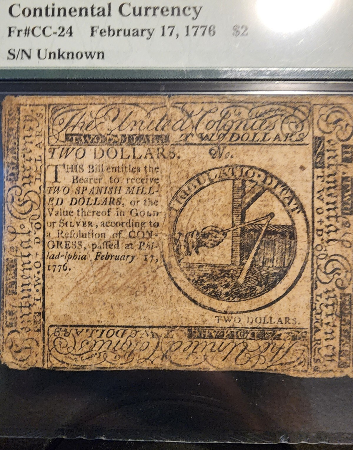 February 17, 1776 continental currency $2 PMG VF25 Fr#CC-24 Philadelphia