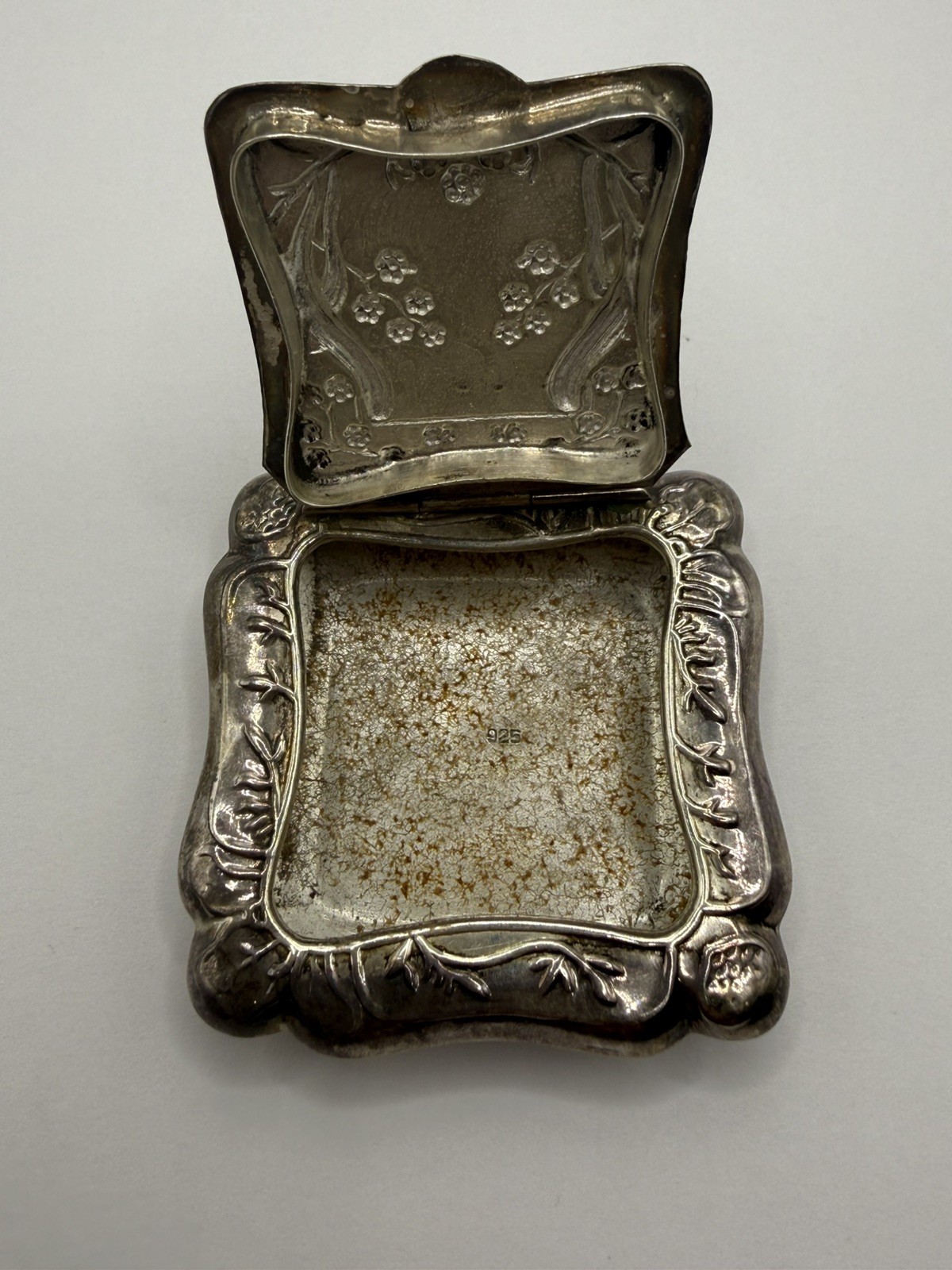 Rare Antique Sterling Silver 925 snuff compact Box Early 1900 Art Nouveau