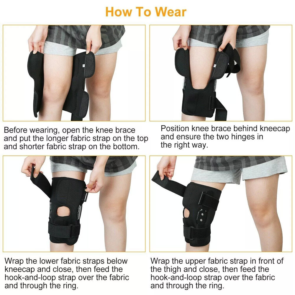 Hinged Knee Brace Compression Sleeve Joint Support Open Patella Stabilizer Wrap