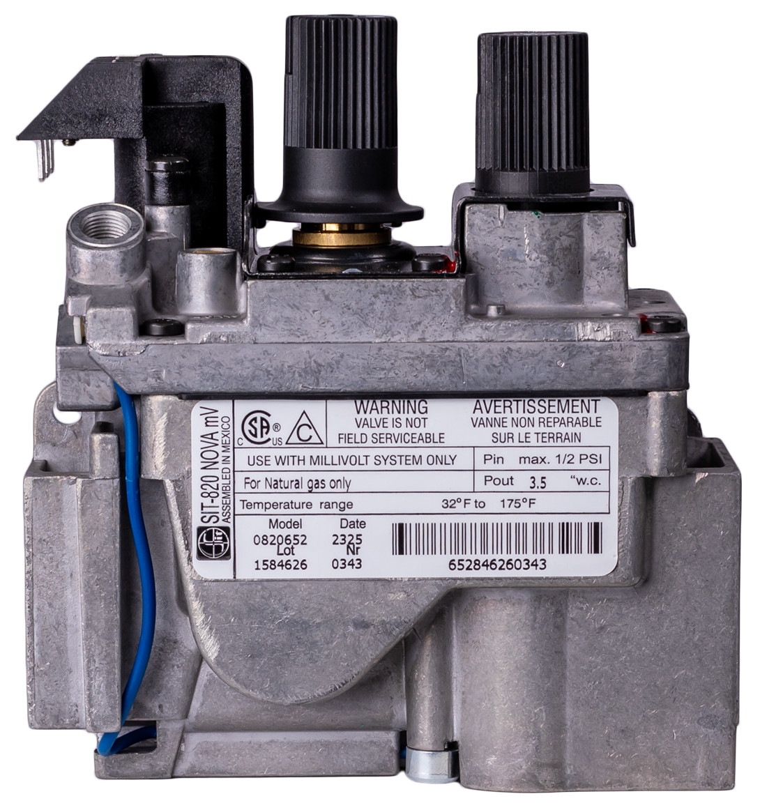 R7577 Empire SIT-820 Nova Mv OEM Natural Gas Valve for Direct Vent Fireplaces