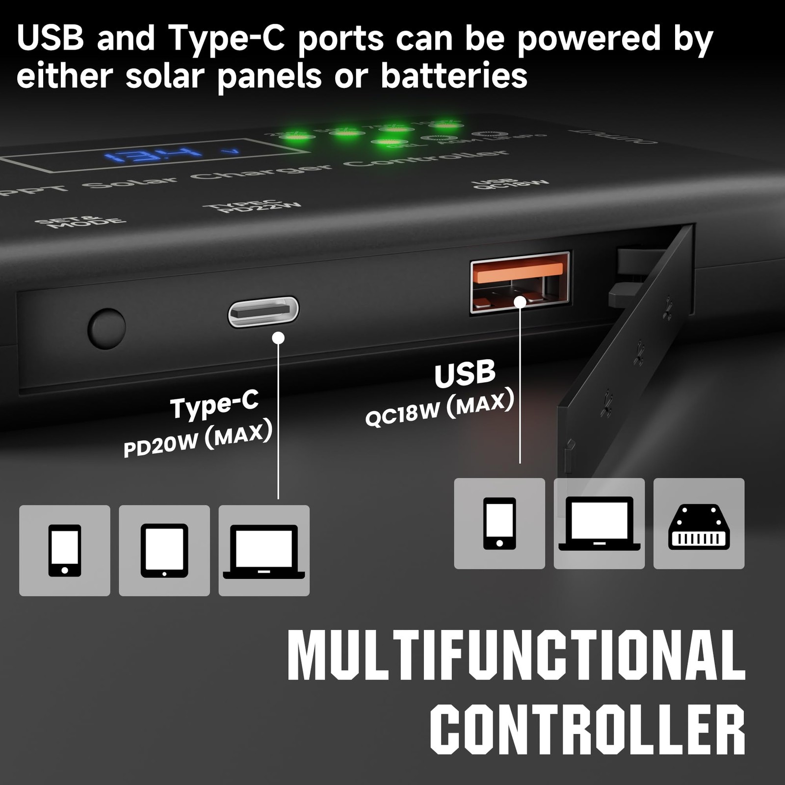 MPPT Solar Charge Controller 12V 10A Charge Controllers for Solar Panels AGM GEL