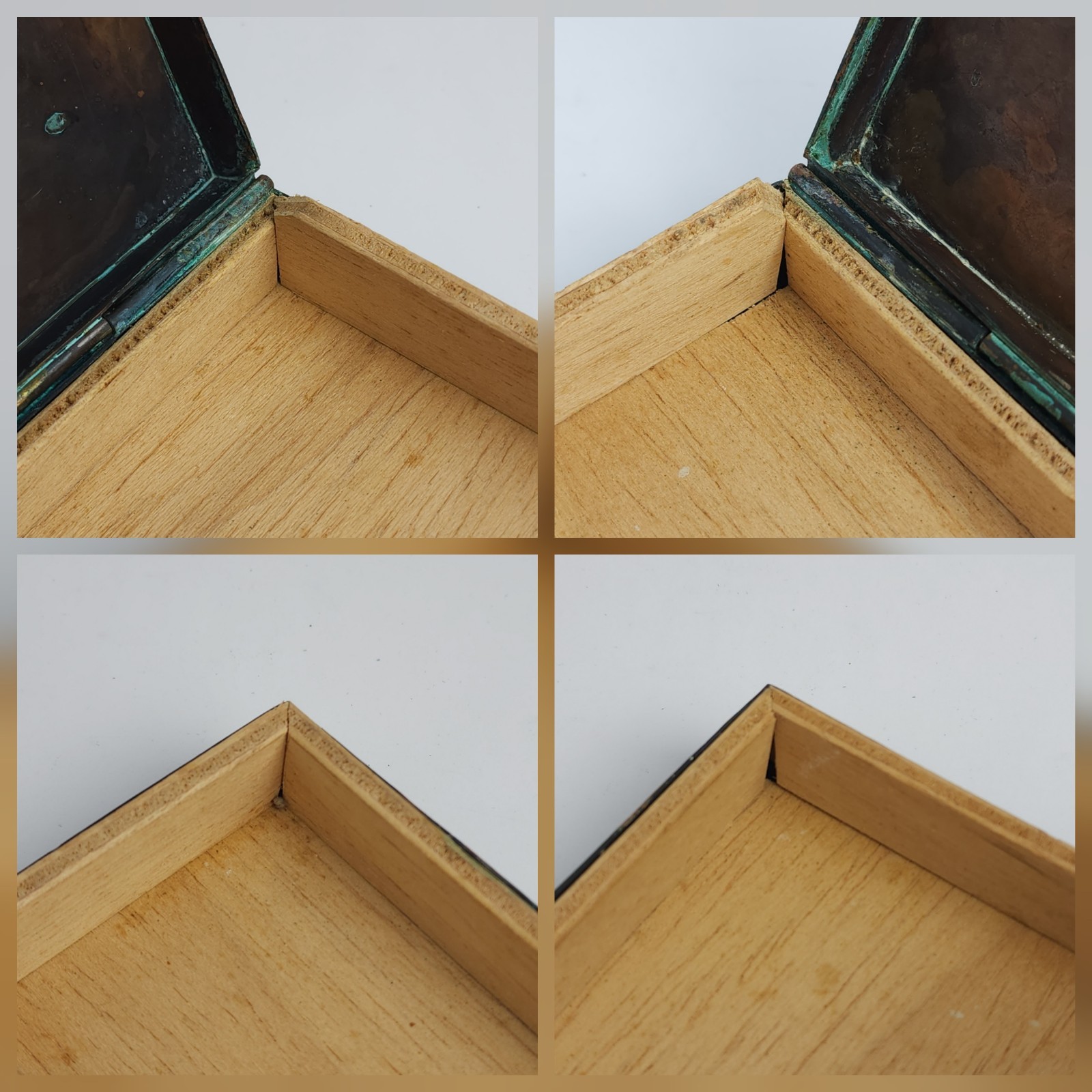 Vintage Peru Enameled Copper Cigarette Trinket Box Silver Tone Metal Bird Bull