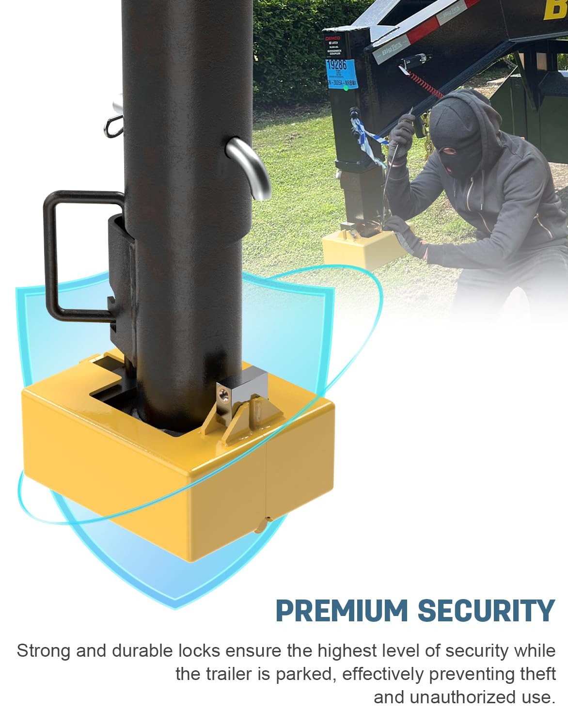 Gooseneck Trailer Lock, Lock for Trailers, Fits Round and Yellow