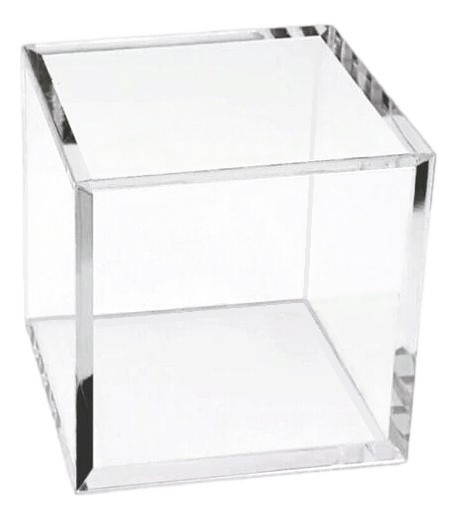 T’z Tagz Acrylic Cube – True Outer Dimensions – 45 Degree Seamless Display Box