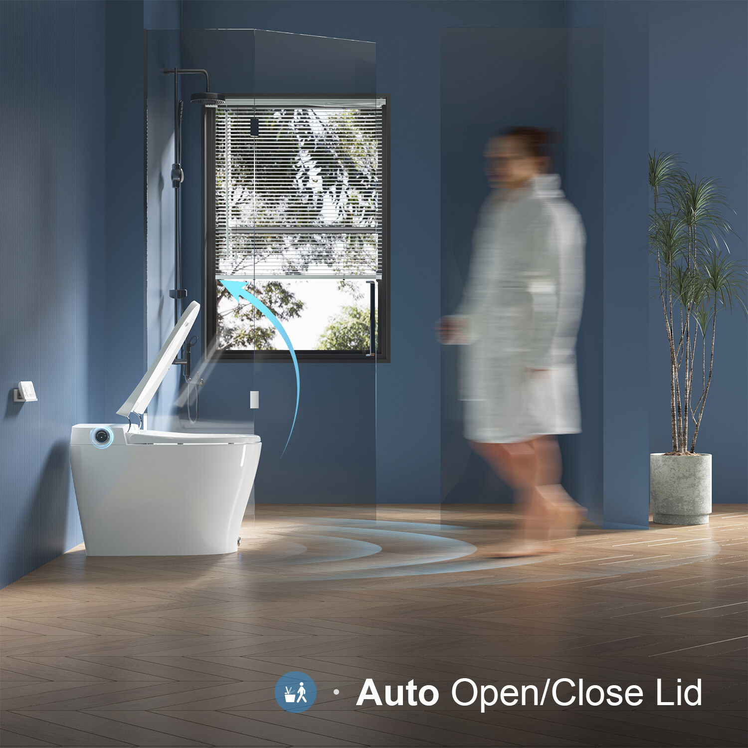 HOROW Smart Toilet Bidet Seat Elongated One Piece Toilet Dryer Auto Open Close