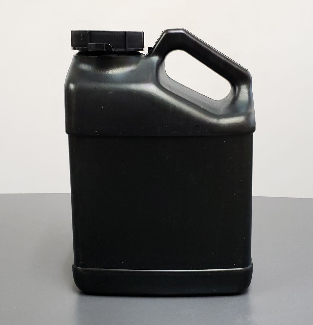 1 Gallon (128oz) F-Style Black Bottle HDPE Jug WITH LID, Fluorinated, 63mm