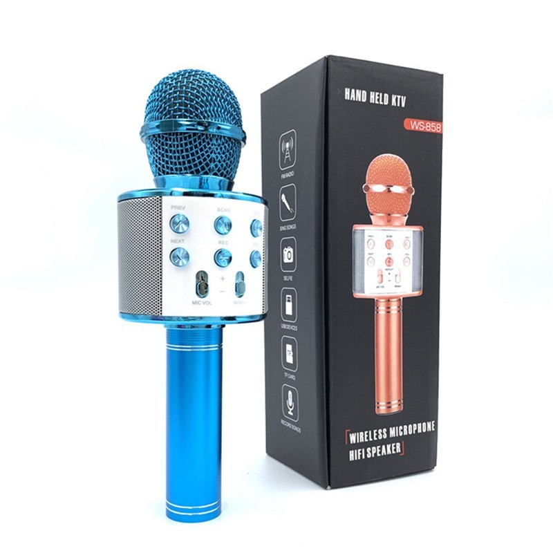 Wireless Bluetooth Karaoke Microphone for Kids, 5-in-1 Portable Handheld Blue