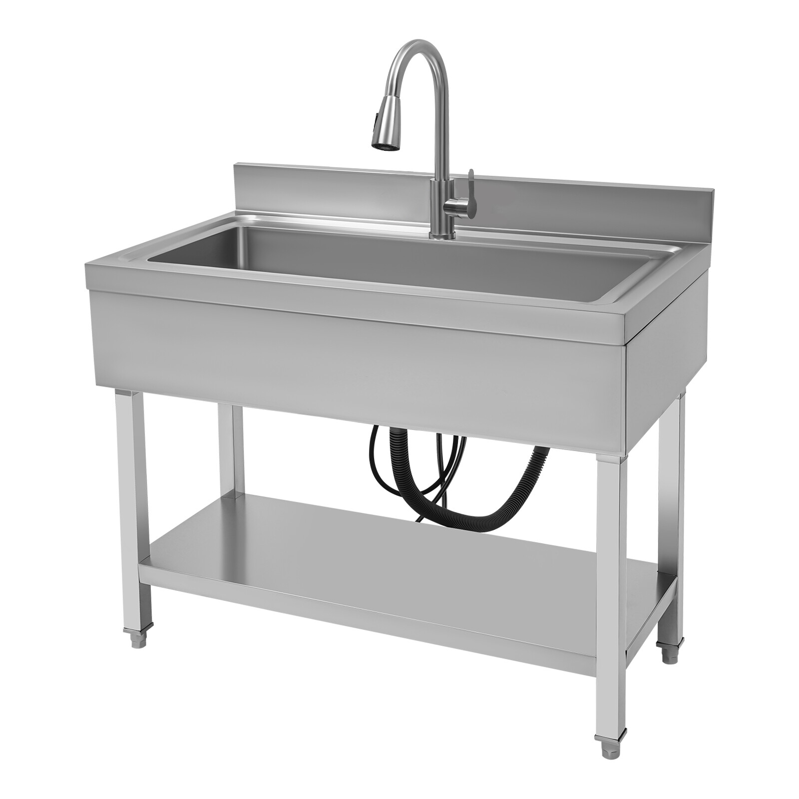 Stainless Steel Utility Sink with Faucet - Large Capacity & Adjustable Feet