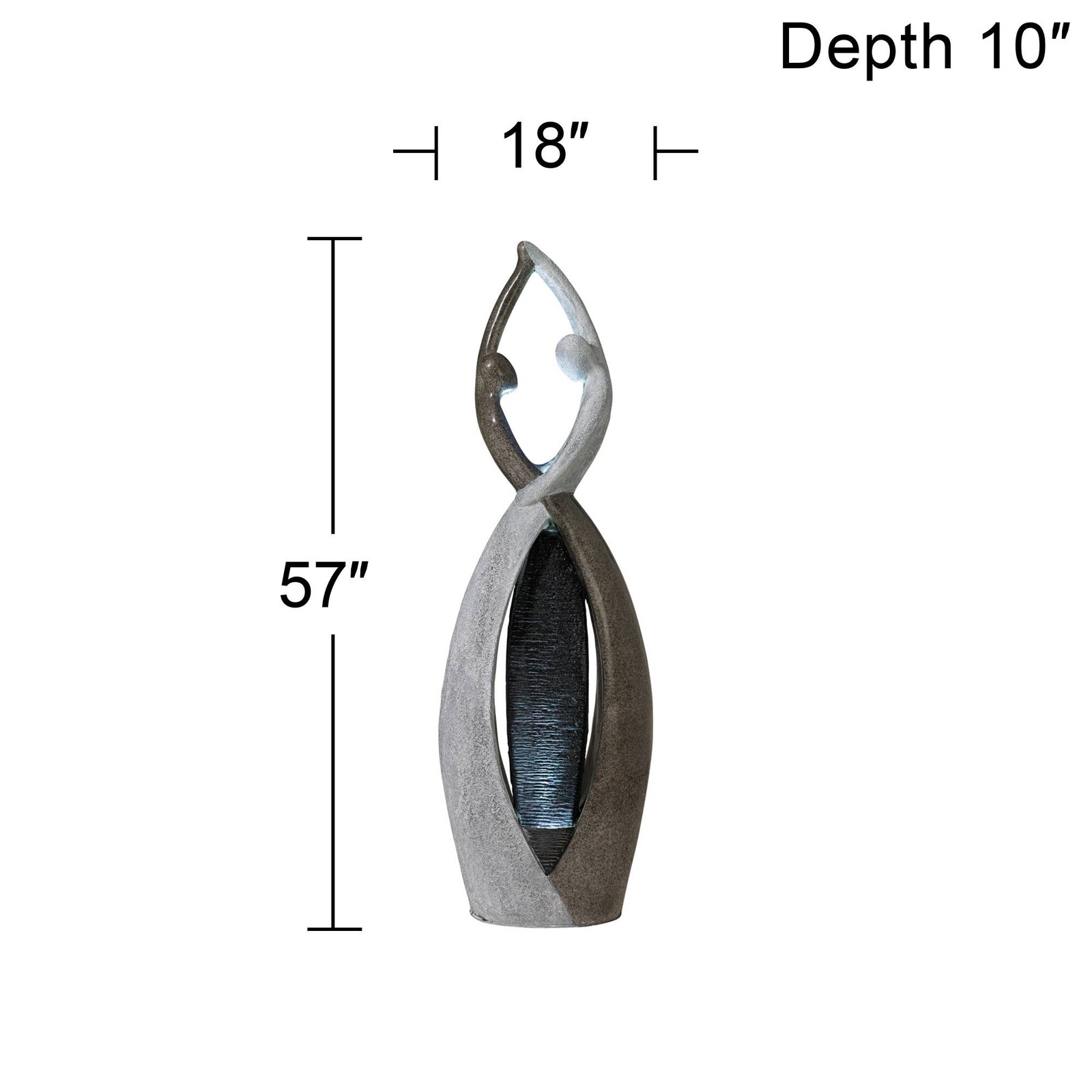 Modern Outdoor Floor Water Fountain with LED Light, 57-Inch