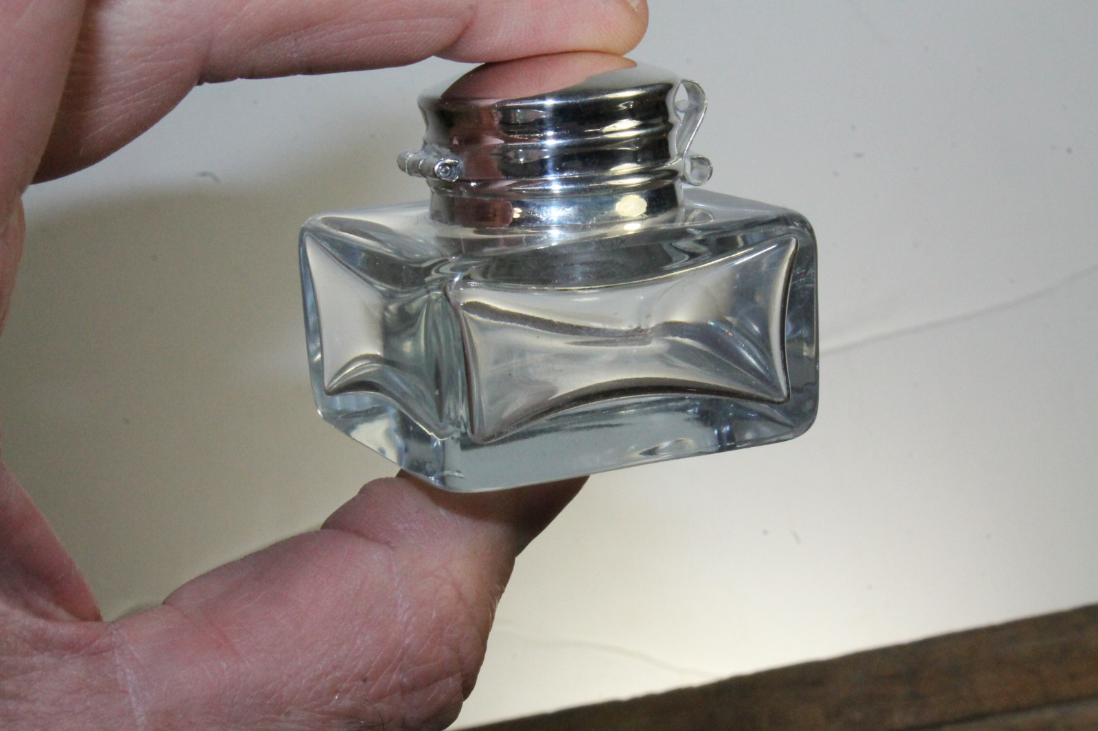 Vintage Antique Style Square Clear Glass Inkwell Bottle ink