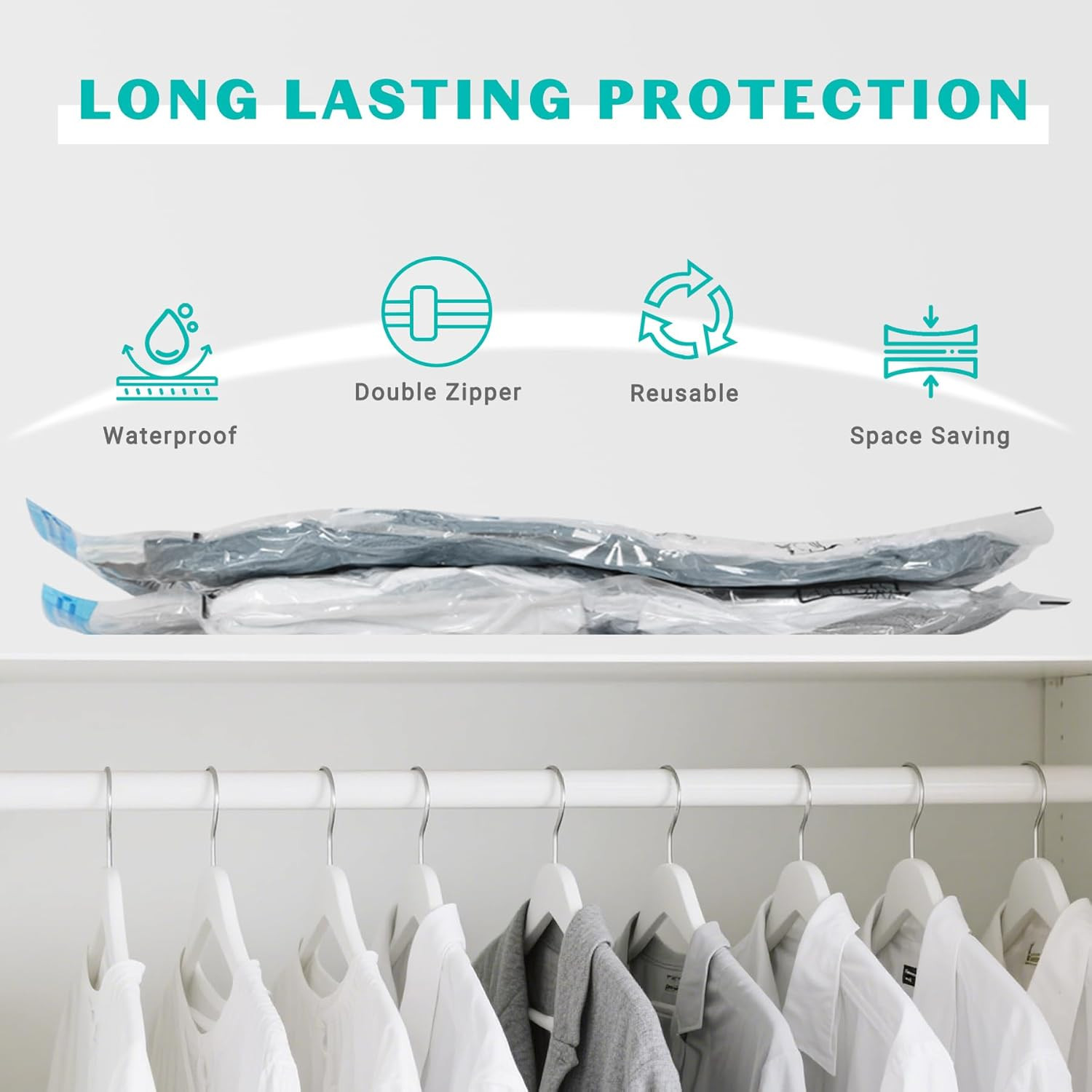 15 Pack Vacuum Seal Bags for Clothing &Travel, Space Saver Vacuum Storage Bags f