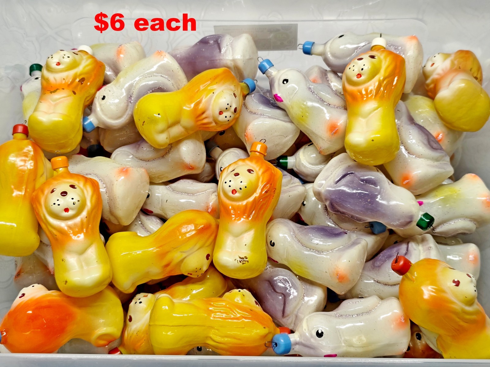 Vintage glass Christmas Ornament animals decoration soviet USSR