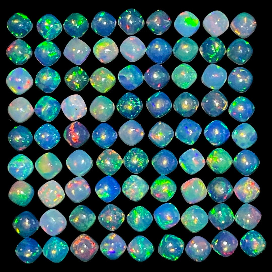 20 Pcs Natural Opal 4mm Cushion Flashy Untreated Loose Cabochon Gemstones Lot