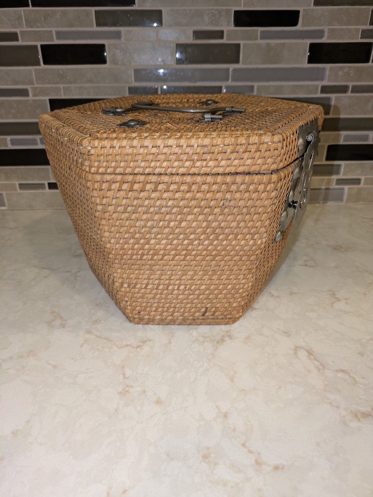 Vintage Chinese Wicker Basket for Tea