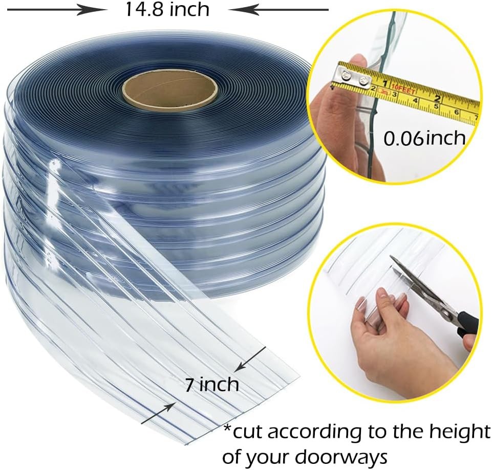 Plastic Vinyl Strip Door Curtain 148 Feet Clear Ribbed PVC Curtain Bulk Roll