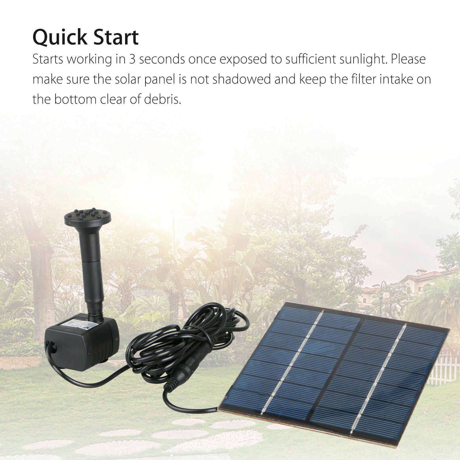 Solar Power Fountain Water Pump Submersible Bird Bath Pond Garden Decor US